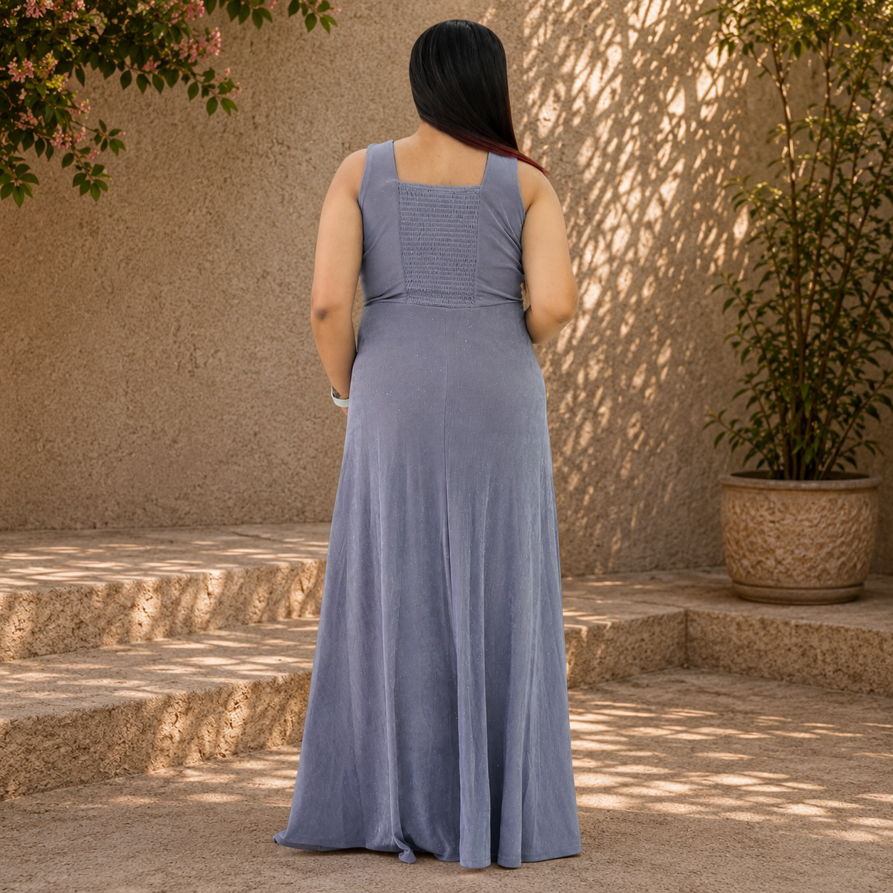 V-neck Velvet-effect Sparkle Maxi Dress
