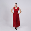 V‑Neck Lace Maxi Dress with Crochet Waist