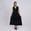V‑Neck Lace Maxi Dress with Crochet Waist
