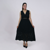 V‑Neck Lace Maxi Dress with Crochet Waist