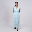 V‑Neck Lace Maxi Dress with Crochet Waist