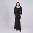 Velvet Damasque Sweetheart Gown with Thigh-High Slit